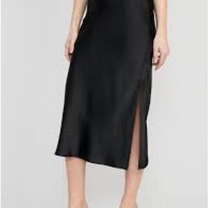 Old Navy Black Satin Midi Skirt
